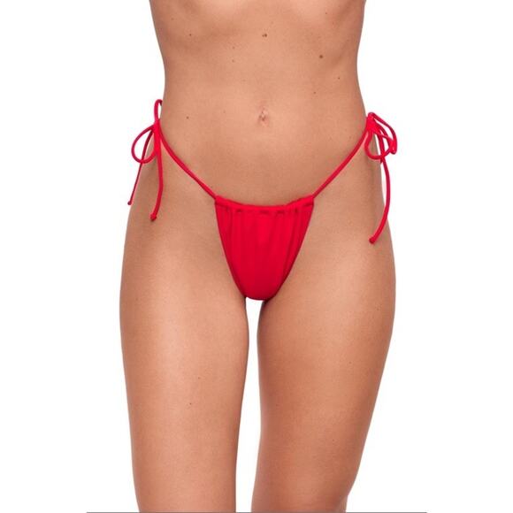 Sports Illustrated Swimsuit String Tie Side Bikini Bottom Flame Red Size L - Picture 1 of 15